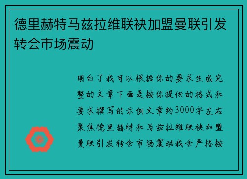 德里赫特马兹拉维联袂加盟曼联引发转会市场震动